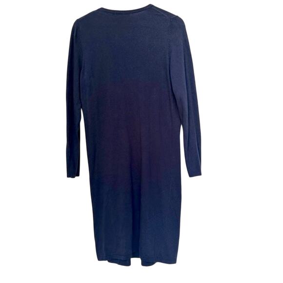 Boden Cotton/Cashmere Smocked Sweater Shift Dress Navy 10 L Large - Picture 3 of 6
